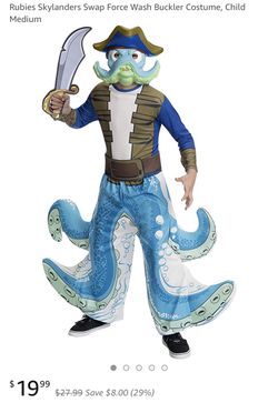 Rubies Skylanders Swap Force Wash Buckler Costume. , Child Medium