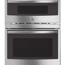 GE Profile Profile 30 in. Double Electric Wall Oven with Convection Self-Cleaning and Built-In Microwave in Stainless Steel