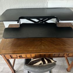 Very Wide Wooden Desk With Adjustable Standing Desk