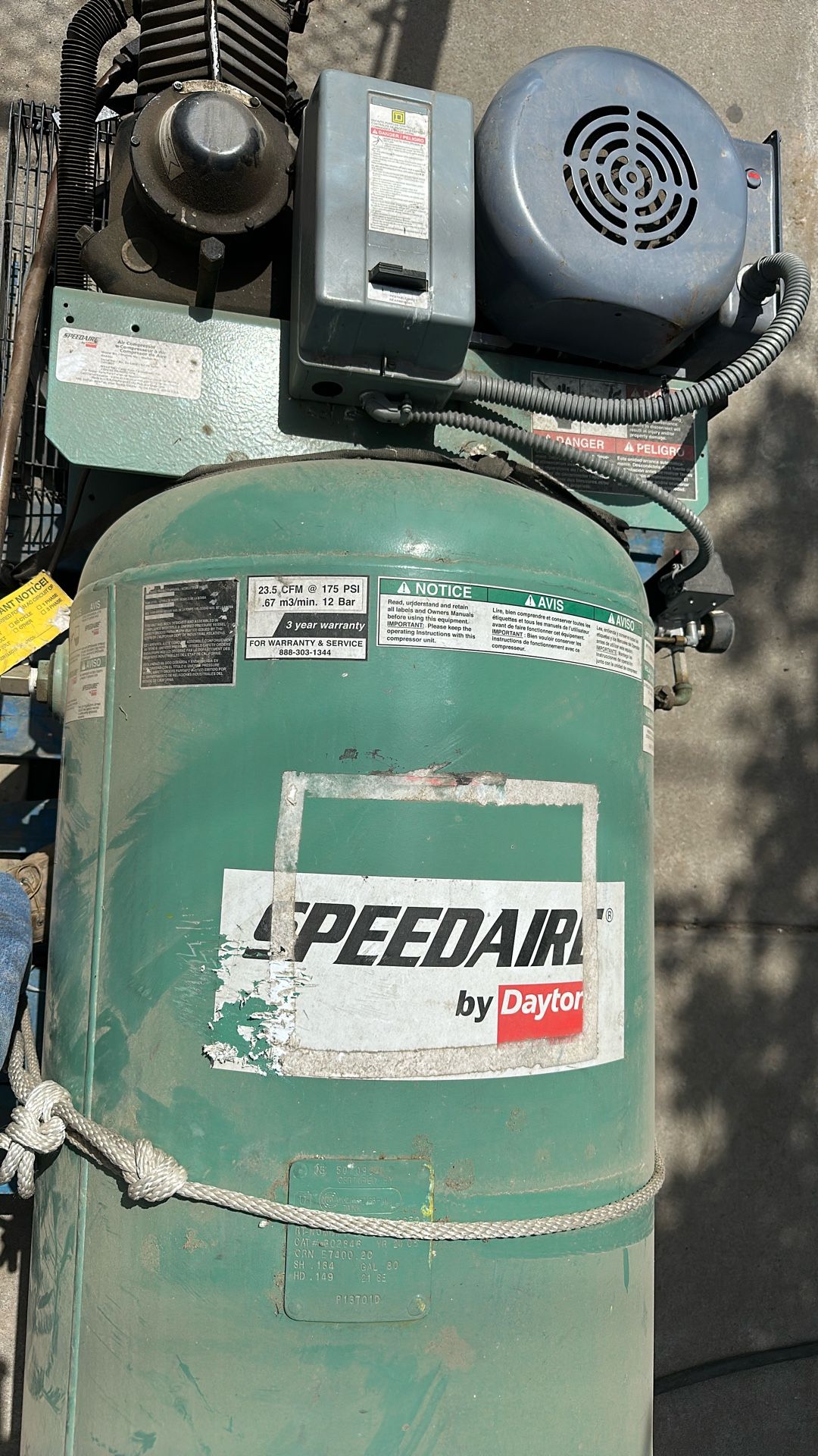 Big Shop Air compressor three phase