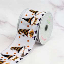 LUV Ribbons Halloween Gnomes and Lights Wired Edge Ribbon Crafts 10 Yards