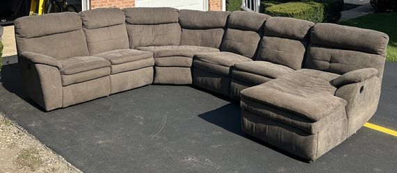 Brown Electric Reclining Sectional Couch Set With USB Outlets