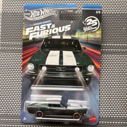 Hot Wheels Fast & Furious 25th Anniversary 1967 Ford Mustang Green Silver Series