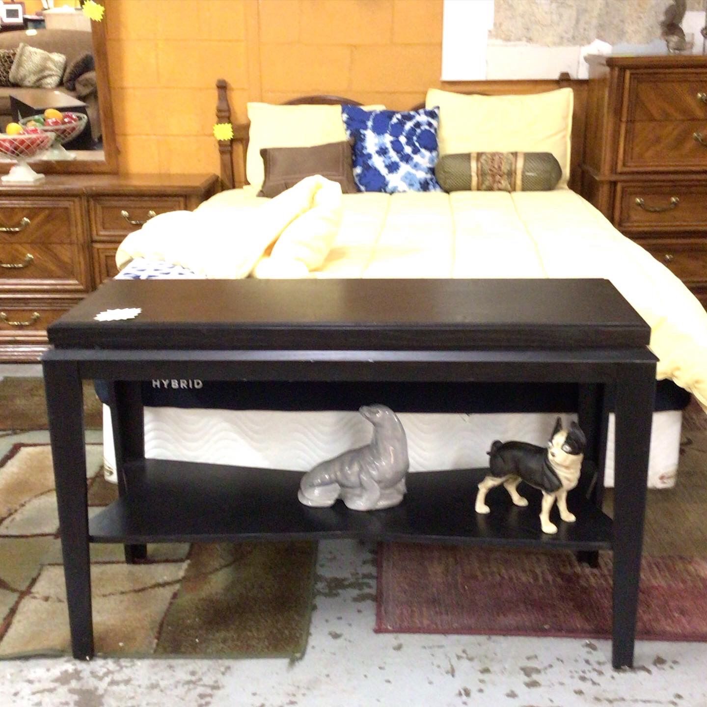 Large Black Sofa / Entry Table For Sale