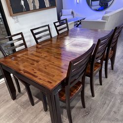 Solid Wood Dining Table Set w/ 6 Chairs – Beautiful Condition