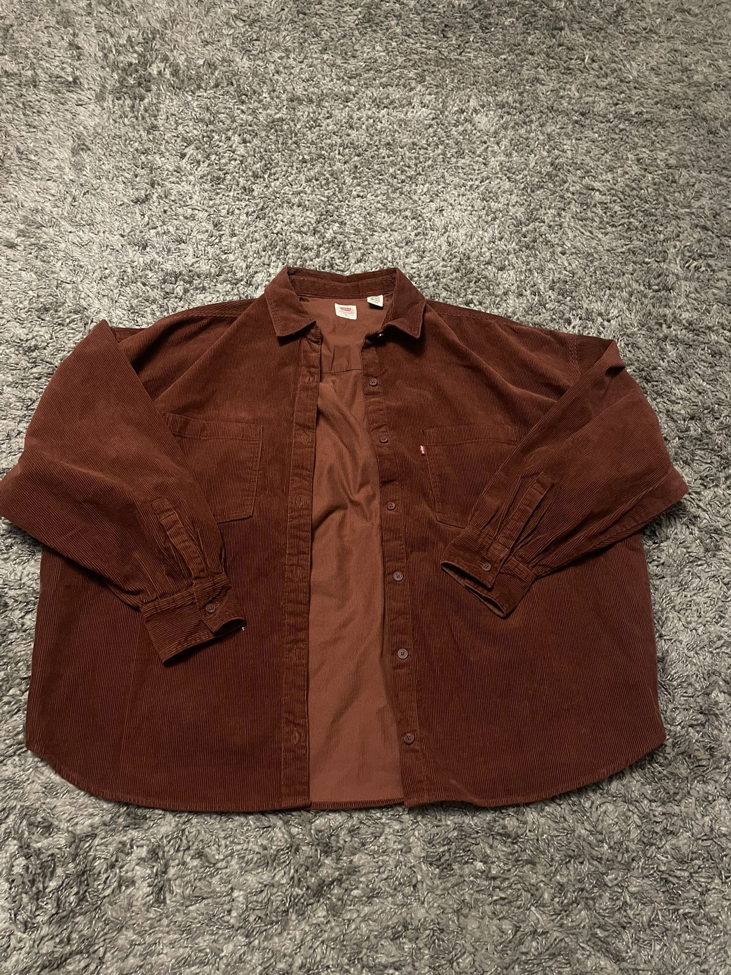 LEVI’S Women’s Elliot Utility Cherry Mahagony Brown Corduroy Brown Overshirt XL
