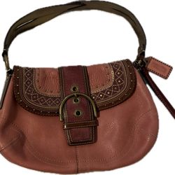 Coach Pink Soho Purse bag leather and suede
