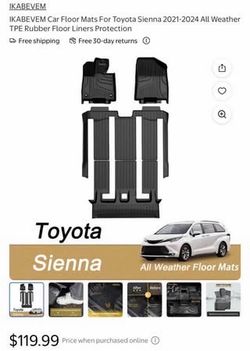 IKABEVEM Car Floor Mats for Toyota Sienna 2021-2024