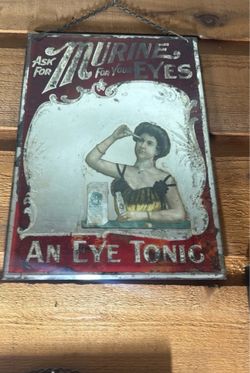 Antique Murine for your eyes reverse glass sign