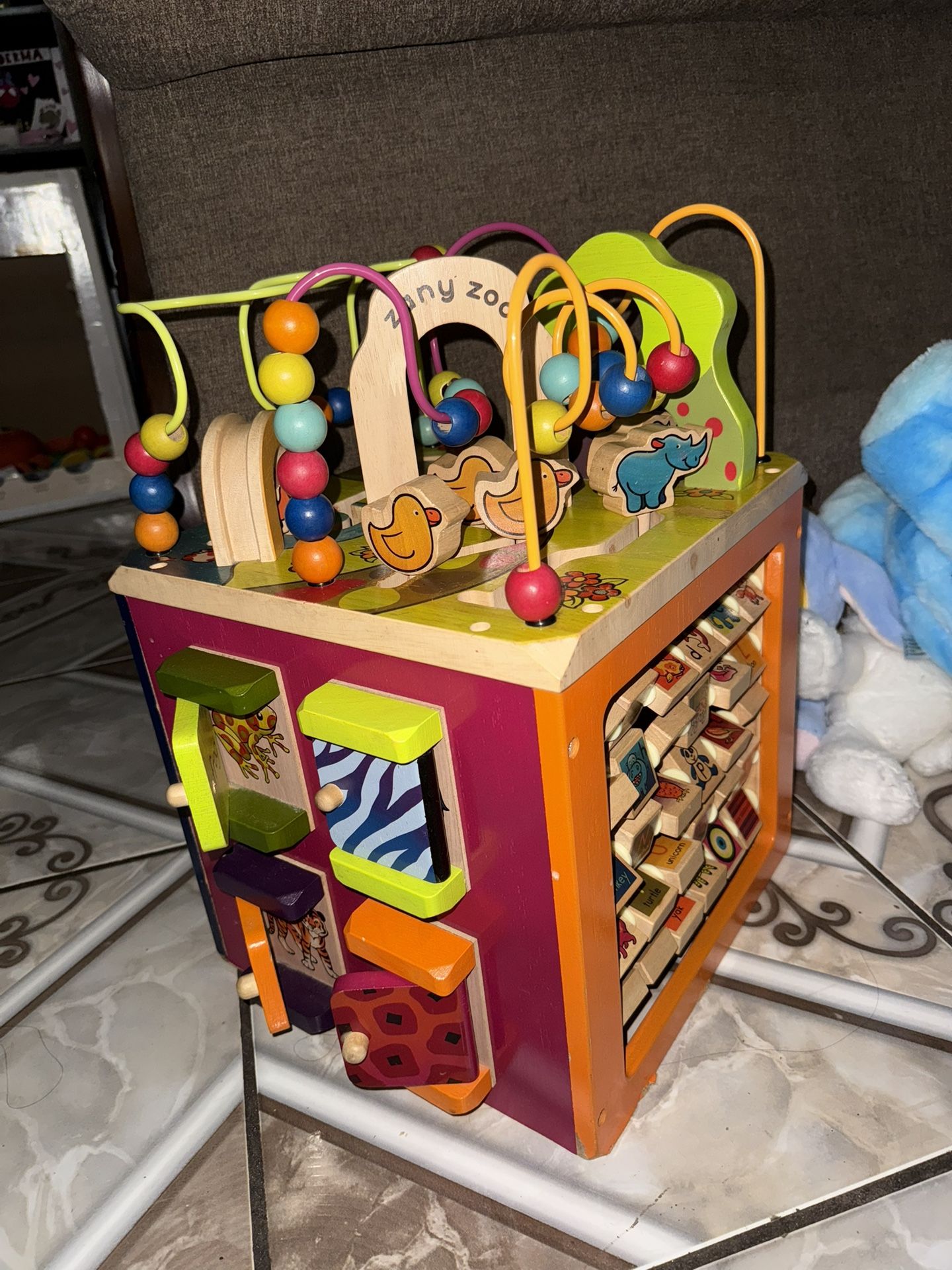 Zany Zoo Wooden Activity Cube