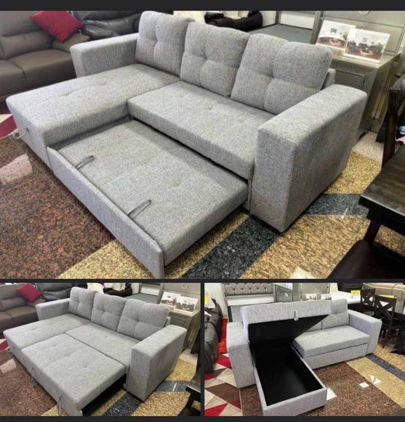 SECTIONAL STORAGE CHAISE WITH BED! OVER QUEEN SIZED! DELIVERY TODAY