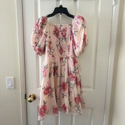 Beautiful light pink floral mini dress 