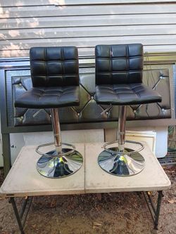 Set of 2 Black Faux Leather Bar Stools