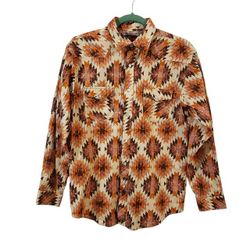 ROCK & ROLL DENIM Men's Aztec Rustic Orange Western Long Sleeve Snap Shirt XL