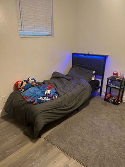 Twin size LED Bed and 6 in gel infused mattress