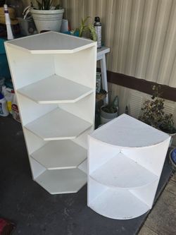 White Corner Shelving Units Set of 2. SALE PENDING
