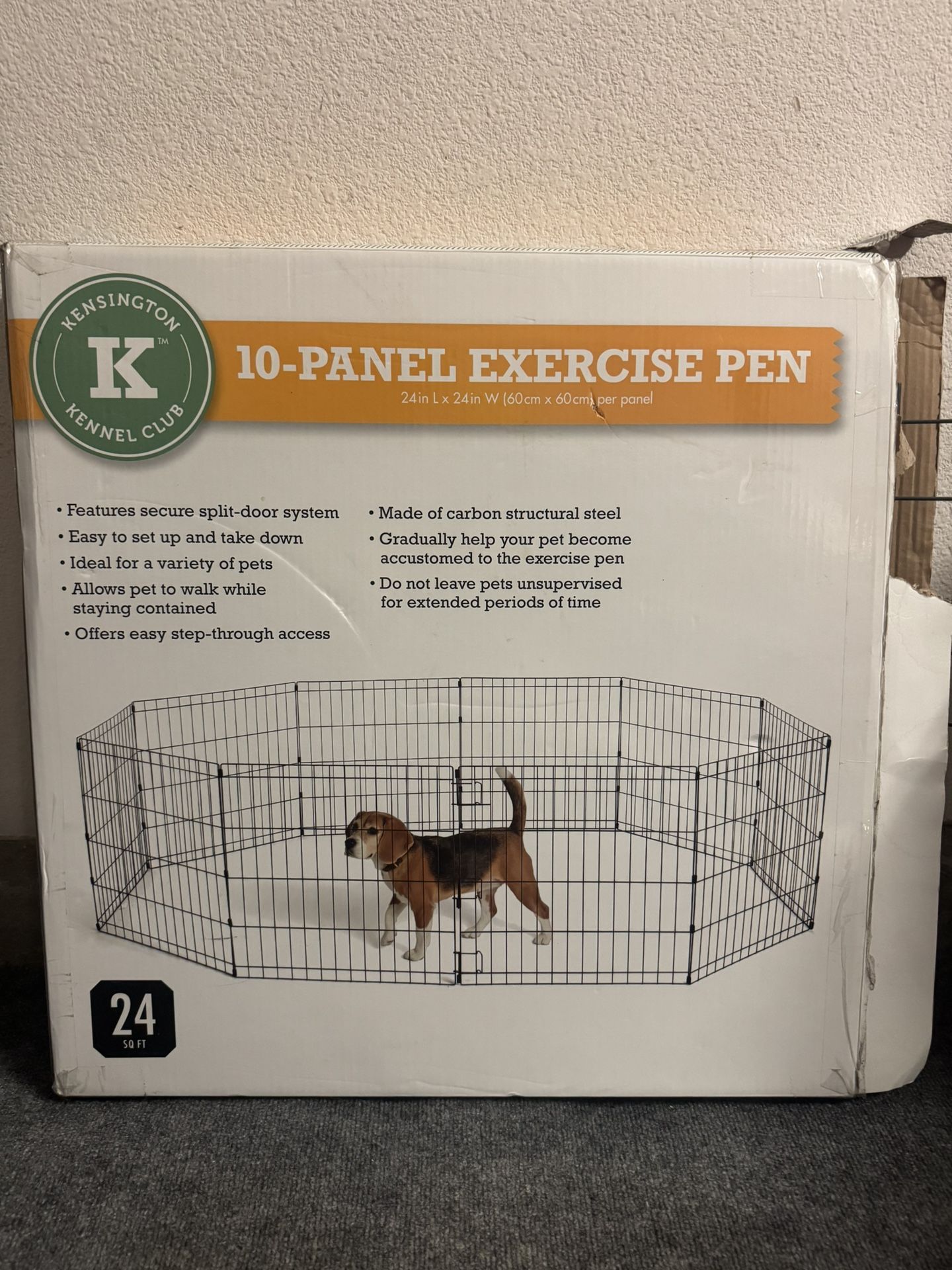 24 SQ FT 10 Panel Exercise Pen With Door