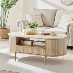 Natural Wood Coffee Table – Modern + Minimalist – Brand New in Box