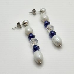 White and Blue Earrings