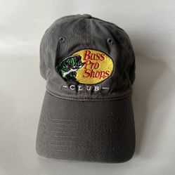 Bass Pro Shops Club Hat Mens Gray Adjustable Baseball Cap Fishing Outdoor  