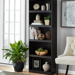 Framed 5-Shelf Bookcase with Adjustable Shelves, Espresso, New in Box