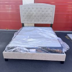 Queen bed frame with mattress