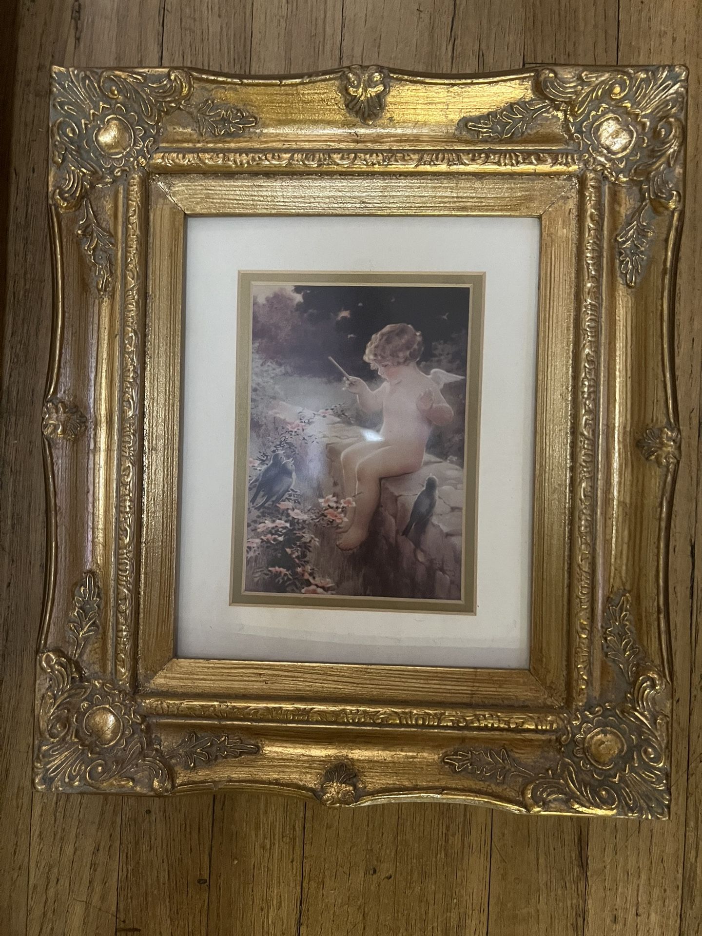 VINTAGE Bessie Pease Gutmann Prints Love's Harmony Angel Framed Painted Matted