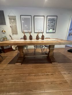 Large Rustic Wood Trestle Dining Table