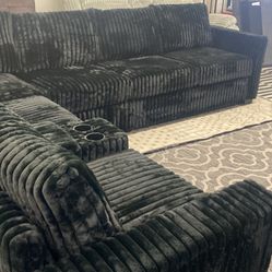 New Furry Corduroy Sectional Couch / Free Delivery 