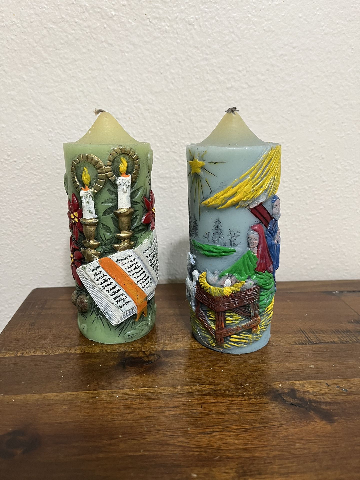 Vintage 3D Pillar Candle Set