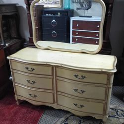 Vintage Dresser And Mirror 