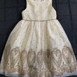 Beautiful Blueberi Boulevard girls size 7/8 ivory with sparkly gold accents tulle dress - perfect for Easter or any special party occasion