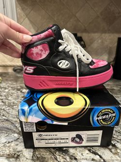 Kids Heelys Reserve Ex High Top Black And Pink Shoes - LIKE NEW
