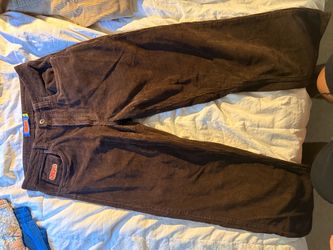 Brown Corduroy Pants with Logo Patch