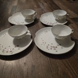 Summit Set of 4 Tea Cups With Snack Plates