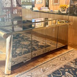Mirrored + Brass Buffet / Sideboard 