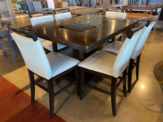 Dark Espresso Dining Set with Lower Storage Shelf (Set of Set Of 6 Chairs)