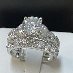 Women Engagement Wedding Ring Set .925 Sterling Silver Size 4.5.8.9.10