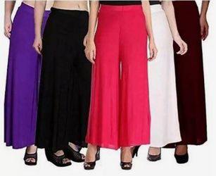 5 PCs Wide Leg Lightweight Pants for Women High Waisted Comfy Casual Palazzo Medium