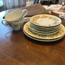 Yellow Floral Tea Set For 2