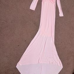 new Small light pink stretchy train dress photo maternity gown long sleeve 
