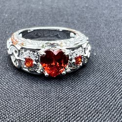 Ladies Red/ Silver Tone Ring Size 9 New