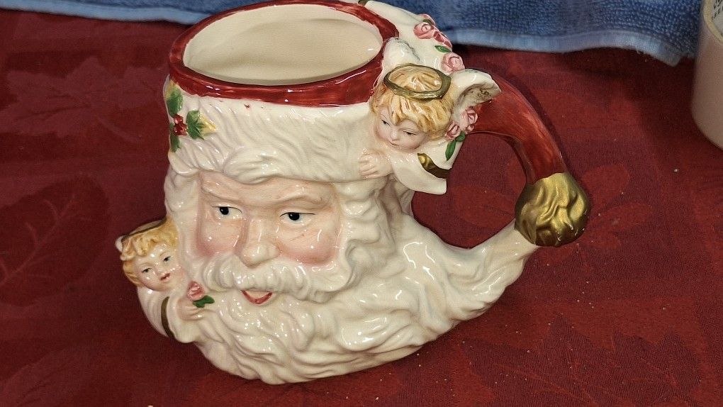 Vintage Omnibus By Fitz & Floyd Mug/Cup Christmas Santa And Angels Head 1997 L1S904
