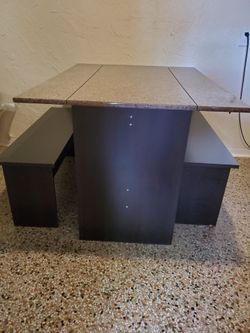 Coffee Table with Two Ottoman Benches