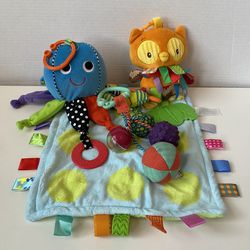 Baby Sensory Toys: Taggies Lovey Blanket & Owl, Carters Octopus, B Toys Rattle
