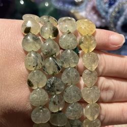 Heart Shaped Prehnite Bracelet 