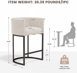 🥨2Pcs Grusign Chenille Counter Height Bar Stools,26" Kitchen Island Stools with Arms & Footrest, Upholstered Barrel Back Bar Chairs for Kitchen, Din