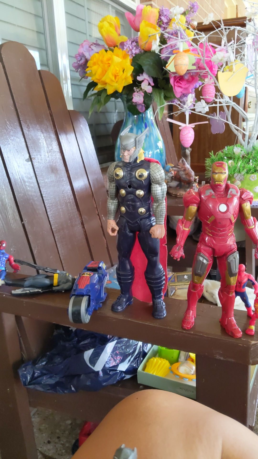 Action Figures: Thor, Iron Man, Batman, Spider-Man