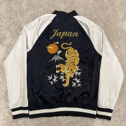 H&M Divided Men's Small Bomber Jacket Japan Tigers Embroidery Navy White