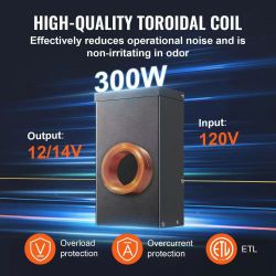 300W Low Voltage Landscape Transformer with Timer and Photocell Sensor, Waterproof Landscape Lighting Transformer, 120V AC to 12V/14V AC for Outdoor, 
